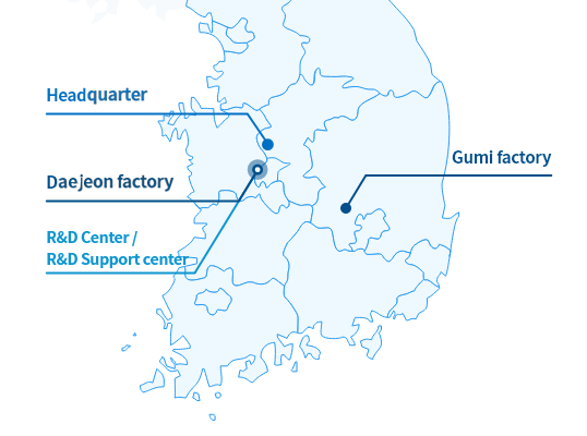 본사(세종) / 대전공장 활성화 / 구미공장 / 연구소/개발지원실