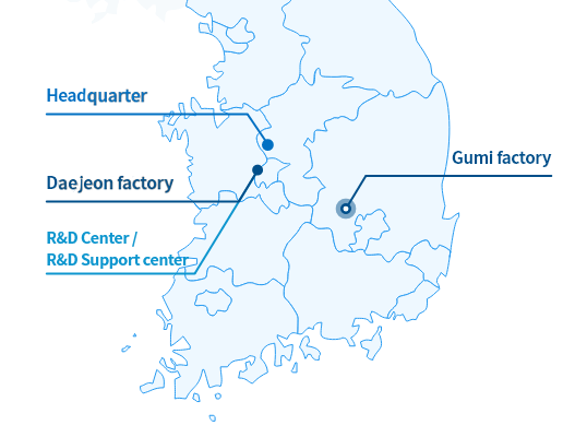 본사(세종) / 대전공장 / 구미공장 활성화 / 연구소/개발지원실